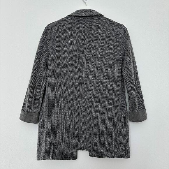 Topshop gray chevron longline open blazer US 2 - Picture 2 of 3